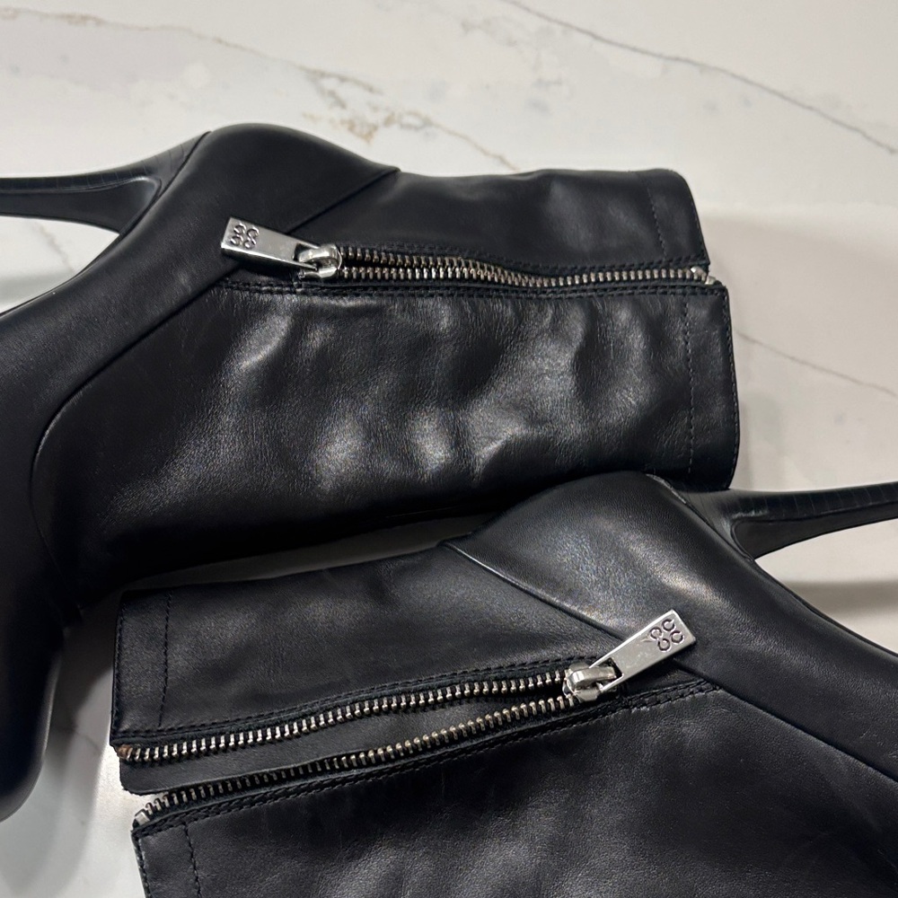 Coach Black Napa leather & SUEDE Heeled Ankle Booties. - Picture 10 of 17